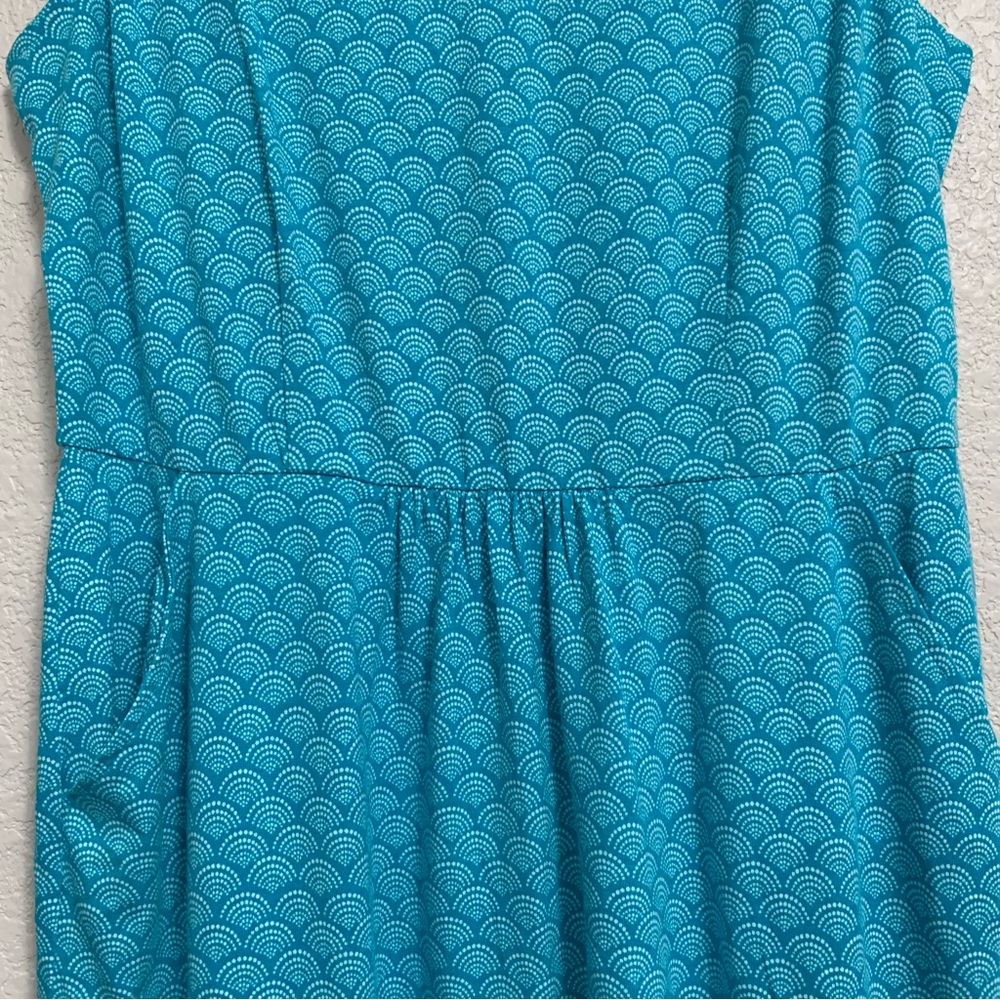 NWT Boden Dress Womens 12 Melinda Sleeveless Geometric Print Jersey Pockets Aqua - Picture 5 of 14